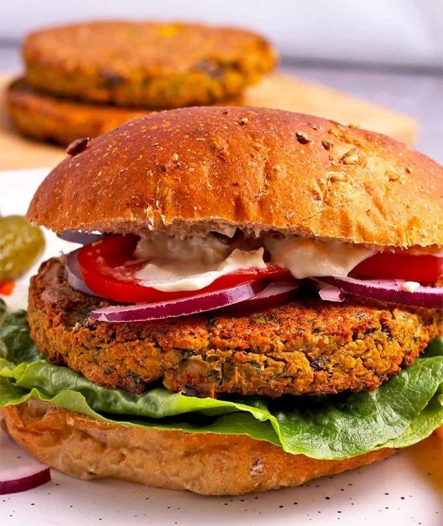 Walnut Chickpea Burgers with Cranberry Aioli