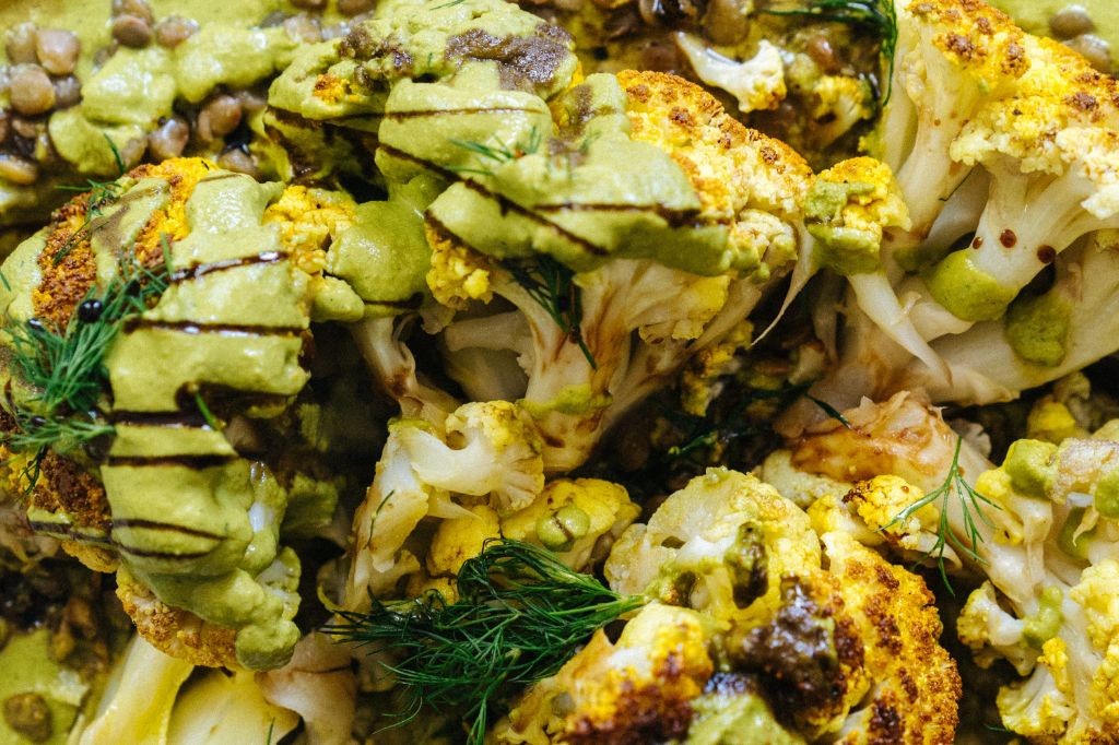 Walnut and Garlic Herb Roasted Cauliflower