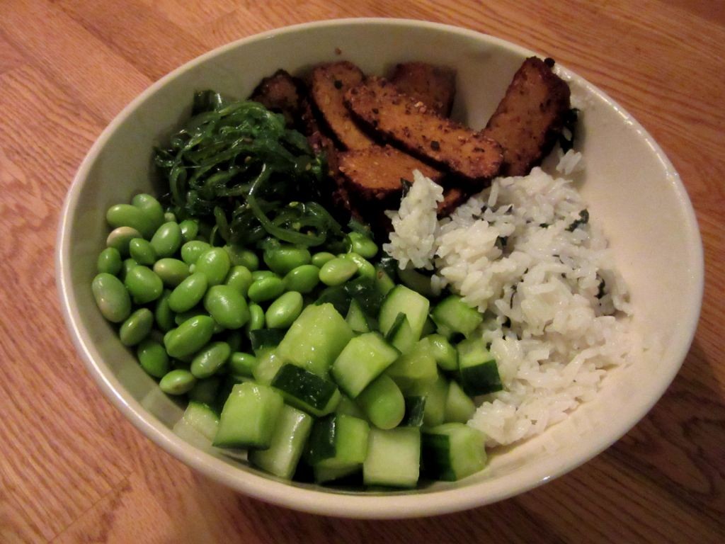 Wasabi Pea Crunch Sushi Bowl with Edamame