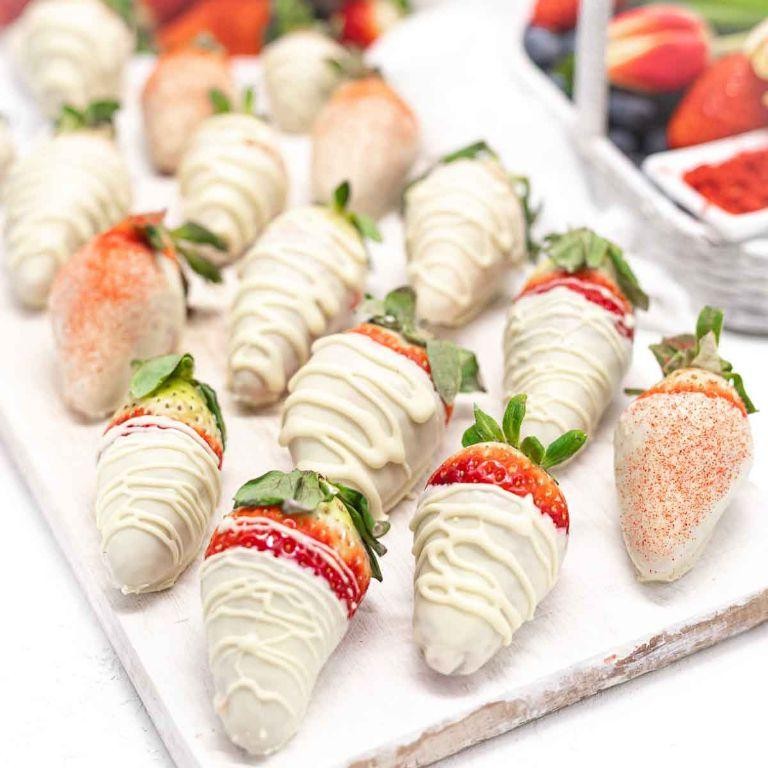 White Chocolate Covered Strawberries with Sea Salt