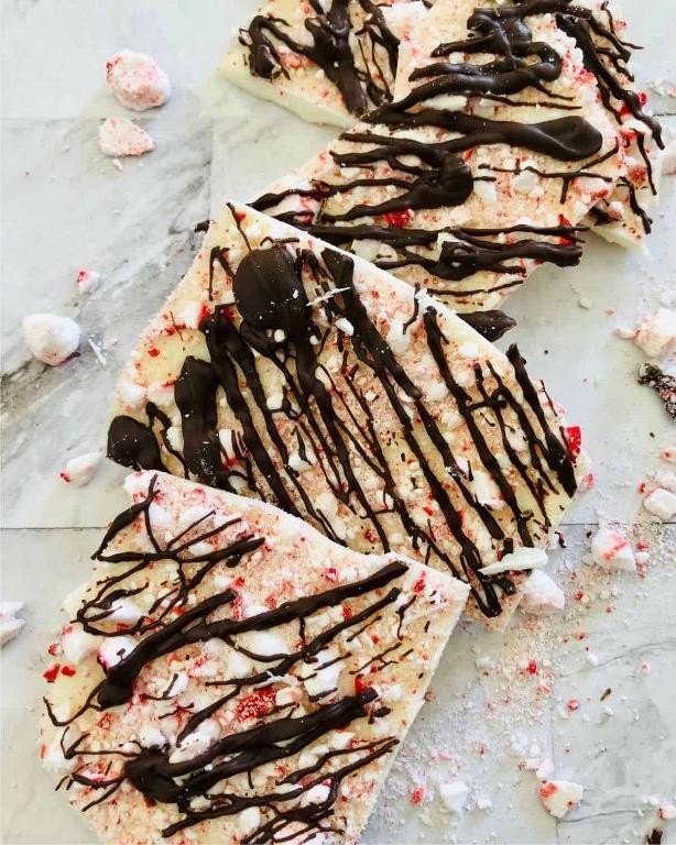 White Chocolate Peppermint Bark with Dark Drizzle