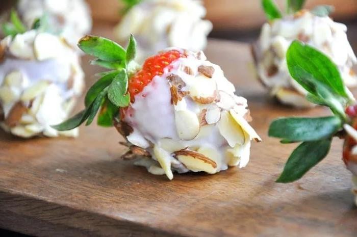 White Chocolate and Almond Covered Strawberries