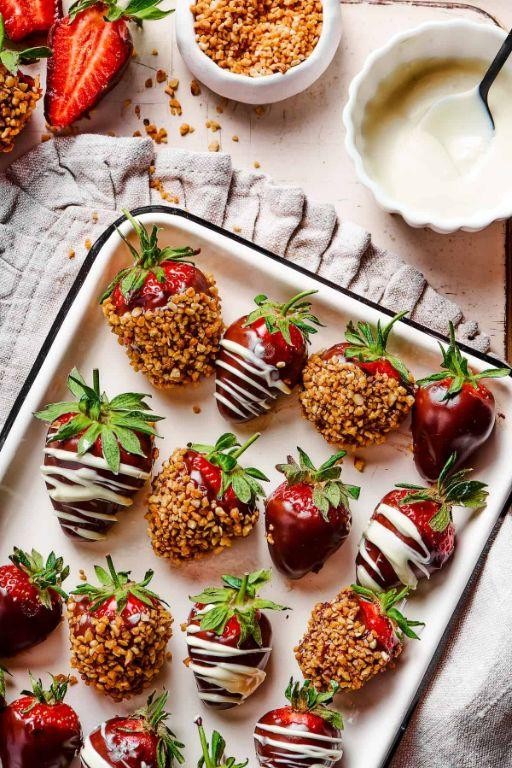 White Chocolate and Hazelnut Covered Strawberries