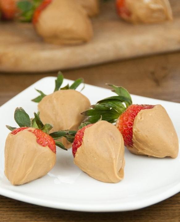 White Chocolate and Peanut Butter Covered Strawberries