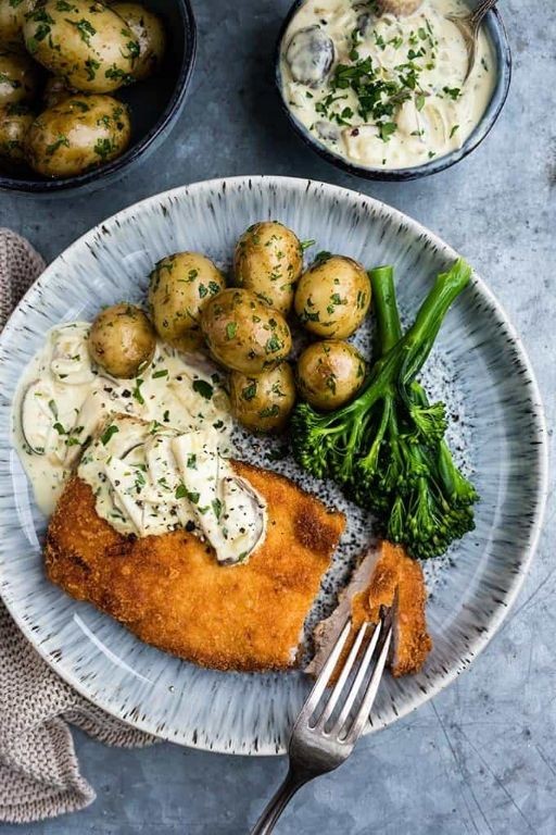 Wiener Schnitzel with Creamy Mushroom Sauce