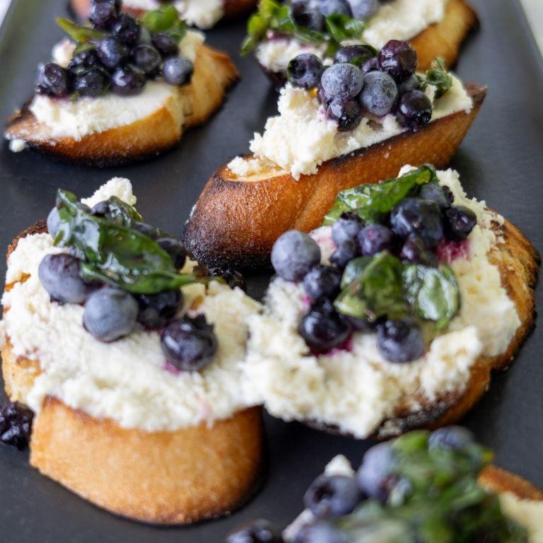 Wild Blueberry and Basil Bruschetta