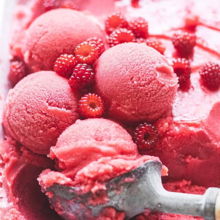Wineberry Sorbet with Fresh Mint