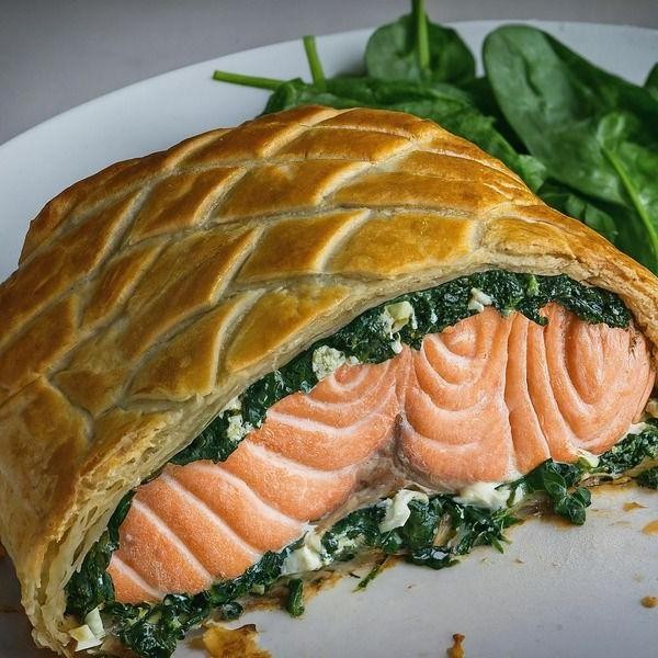 Winter Salmon Wellington with Spinach and Feta