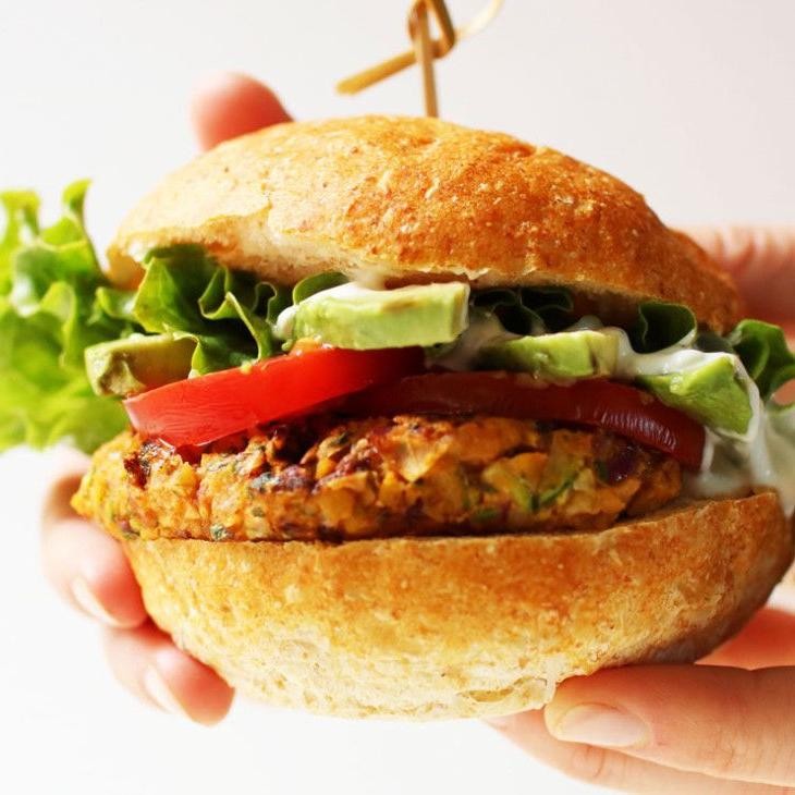 Zucchini Chickpea Burgers with Lemon Dill Sauce