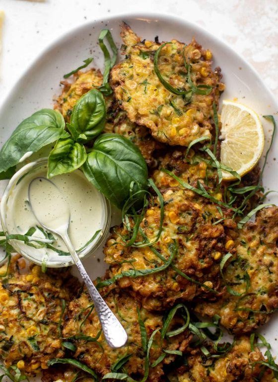 Zucchini and Corn Fritters with Lemon Aioli