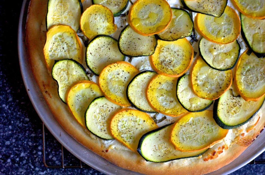 Zucchini and Goat Cheese Neapolitan Pizza