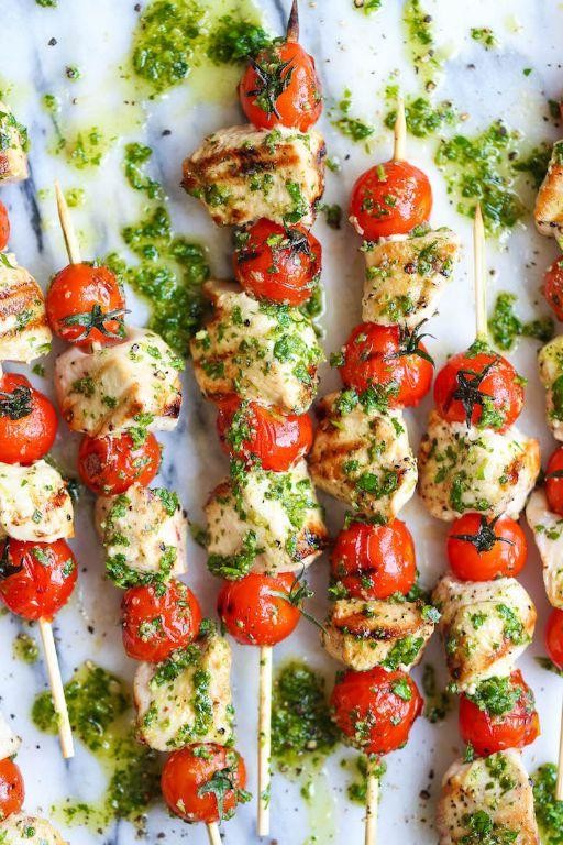 4-Ingredient Pesto Chicken Skewers