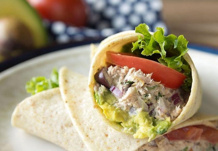 7-Ingredient Avocado Tuna Salad Wraps