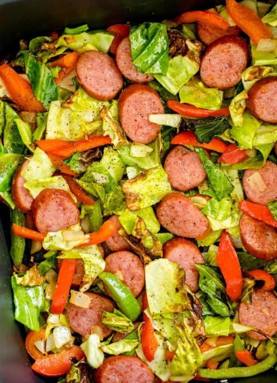 Air Fryer Cabbage and Sausage Skillet