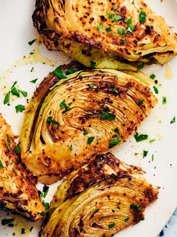Air Fryer Cabbage with Garlic Butter Sauce