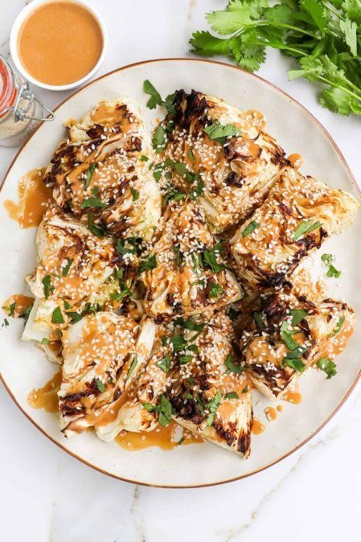 Air Fryer Cabbage with Soy Ginger Glaze