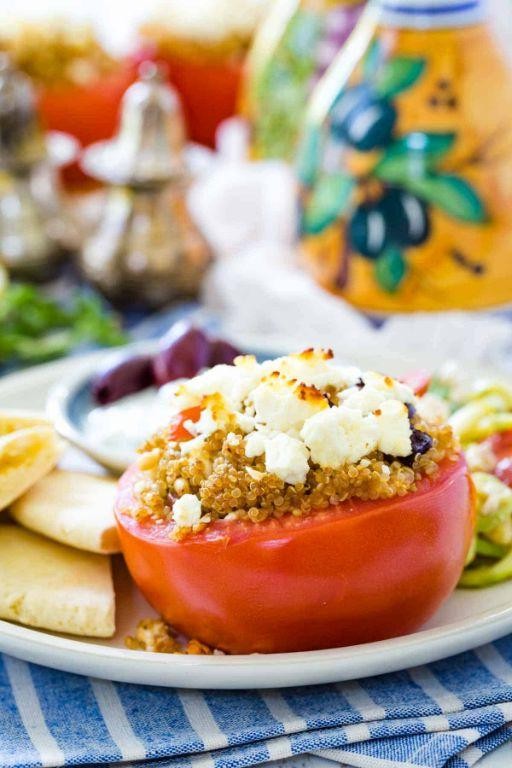 Air Fryer Mediterranean Quinoa-Stuffed Tomatoes