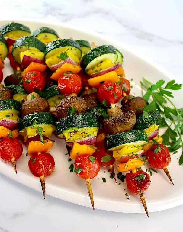 Air Fryer Mediterranean Veggie Kebabs