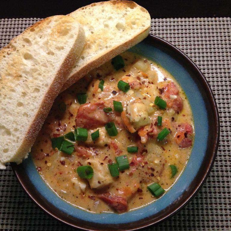 Alaskan Halibut Chowder with Corn and Bacon
