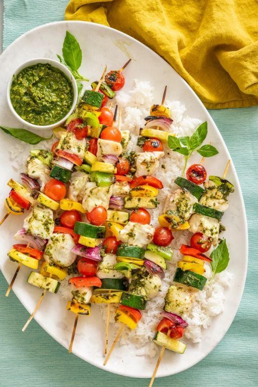 Alaskan Halibut Kebabs with Bell Peppers