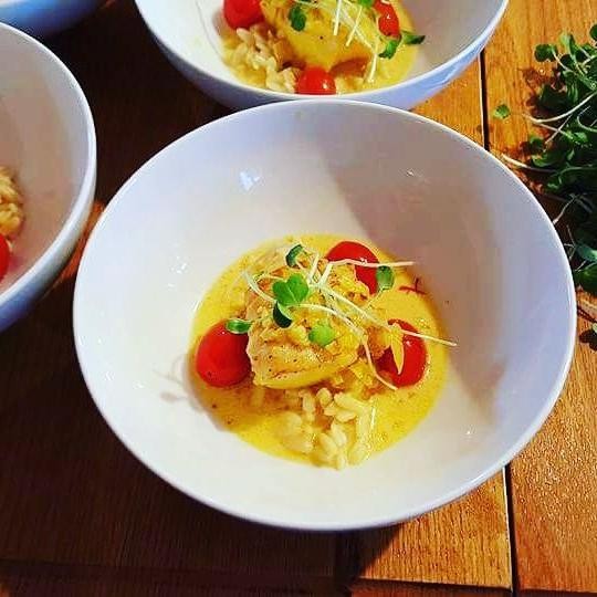 Alaskan Halibut Risotto with Saffron