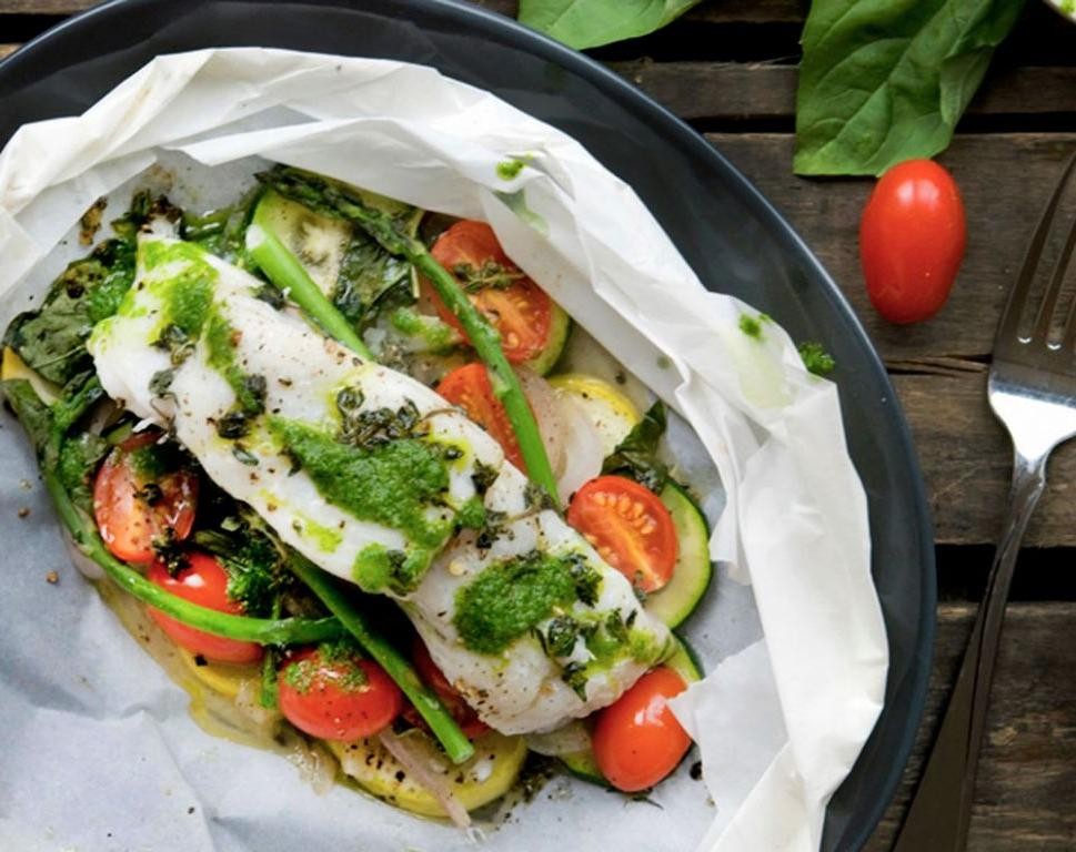 Alaskan Halibut en Papillote with Vegetables