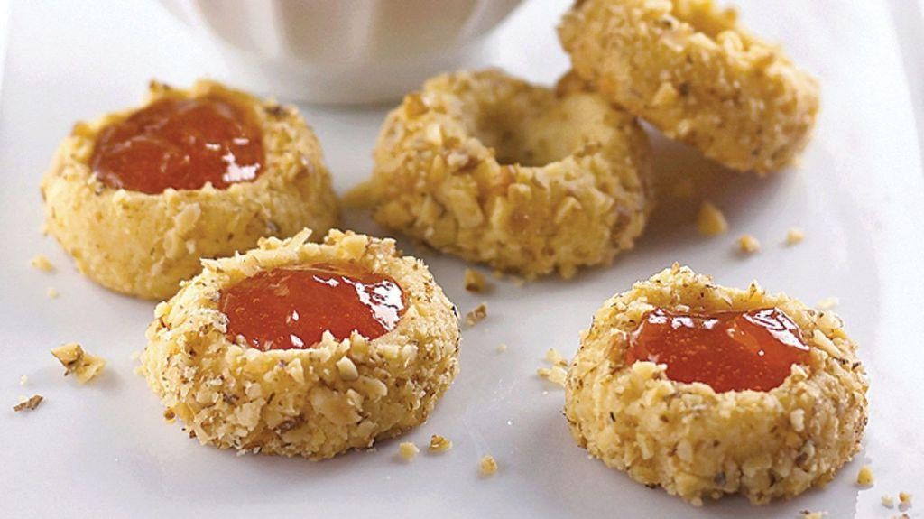 Apricot Walnut Thumbprint Cookies