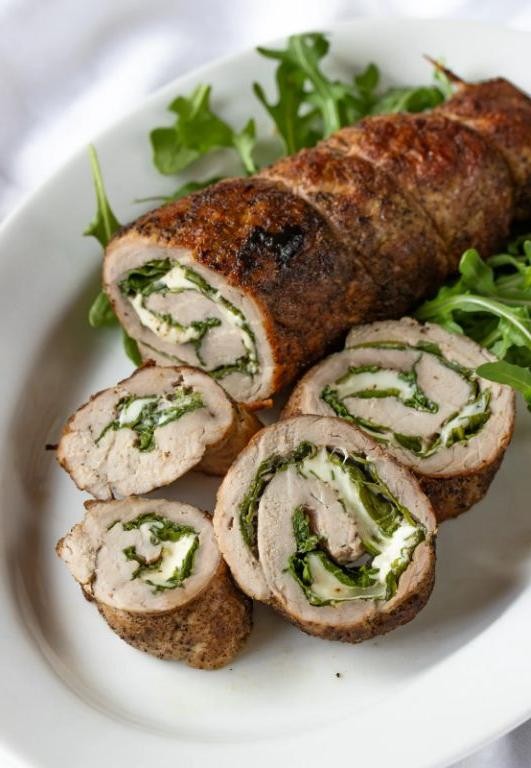 Arugula and Prosciutto Stuffed Pork Tenderloin