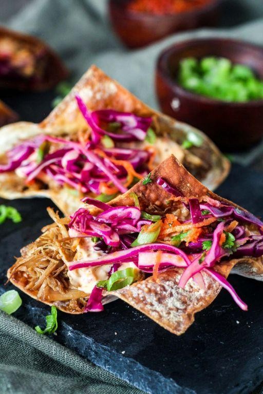 Asian BBQ Pork Wonton Tacos