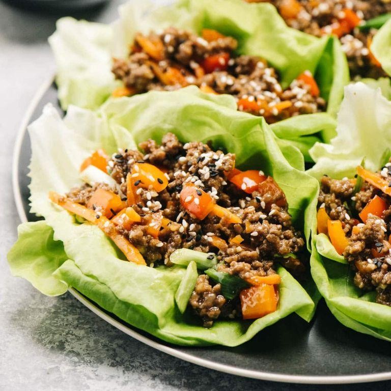 Asian-Inspired Ground Beef and Shrimp Lettuce Wraps