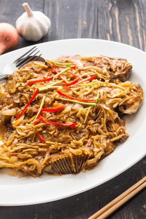 Asian-Style Fried Red Snapper with Ginger Soy Glaze