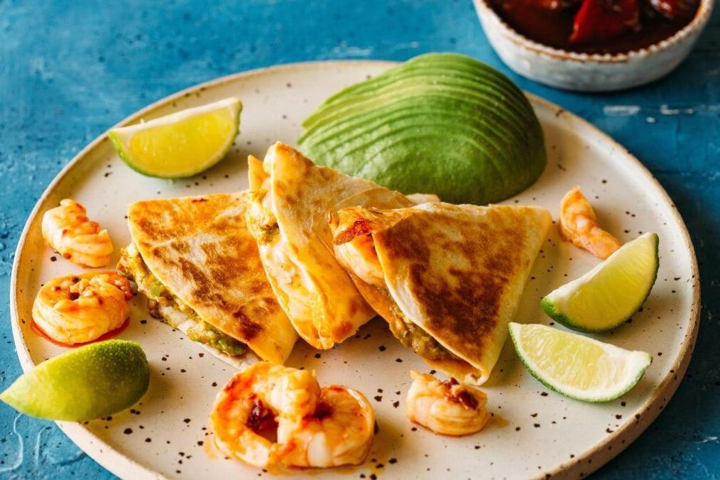Avocado Cream Shrimp Quesadilla