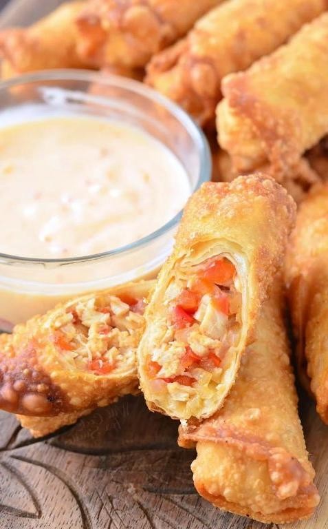 BBQ Chicken Egg Rolls with Sweet Chili Sauce