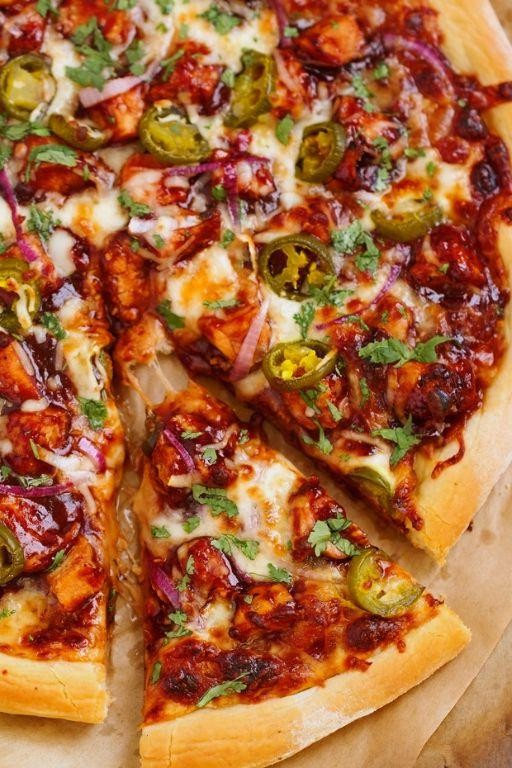 BBQ Chicken Pizza Casserole with Red Onions