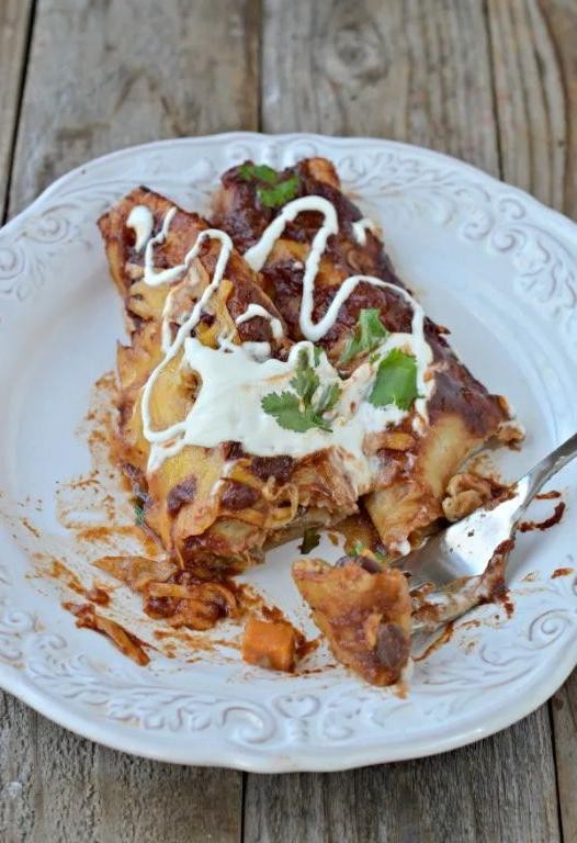 BBQ Chicken and Black Bean Enchiladas