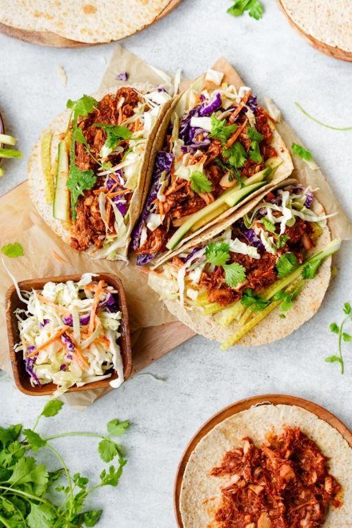 BBQ Pulled Jackfruit Wonton Tacos