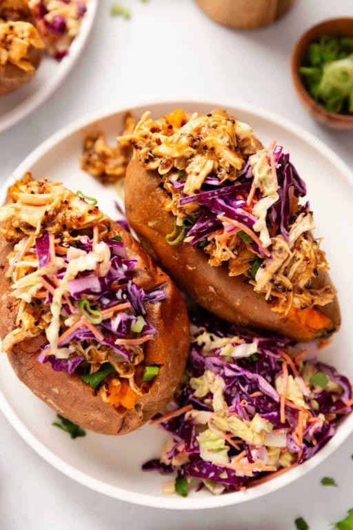 BBQ Quinoa and Chicken Stuffed Sweet Potatoes