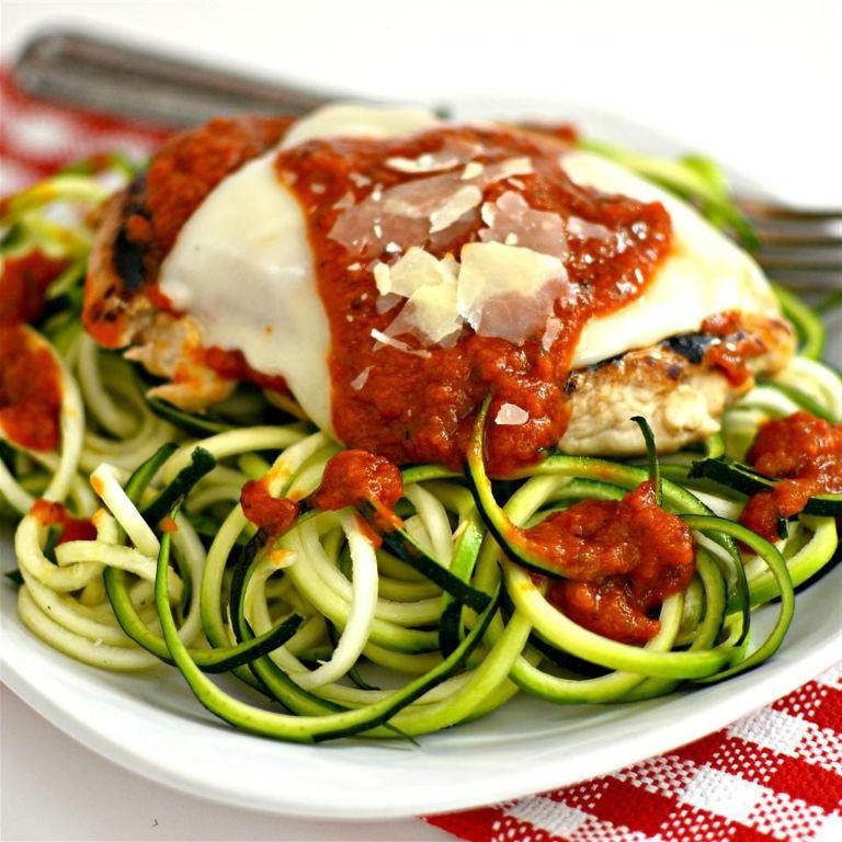 Baked Chicken Marinara with Zucchini Noodles