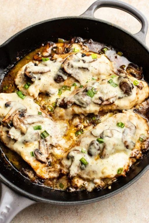 Baked Chicken Marsala with Mozzarella Cheese
