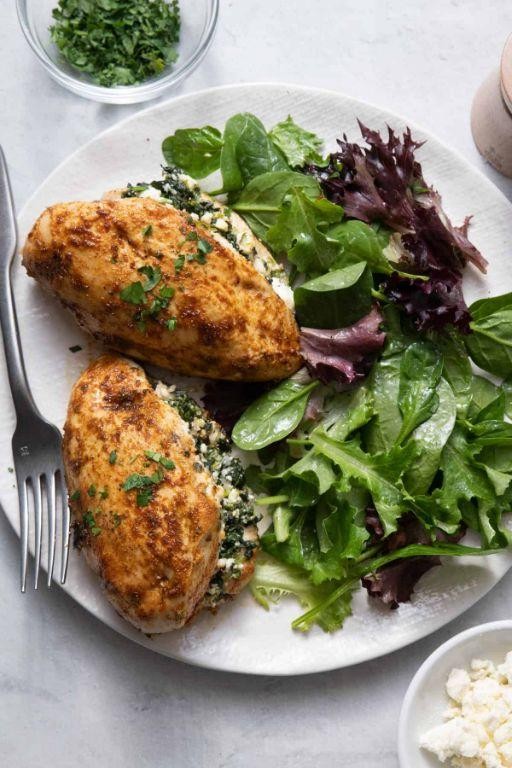 Baked Chicken Stuffed with Spinach and Feta