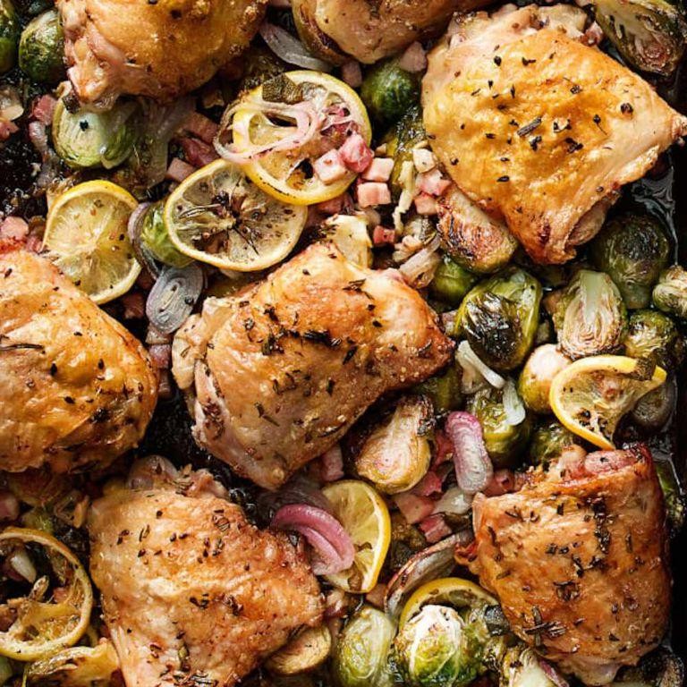 Baked Chicken Thighs with Brussels Sprouts