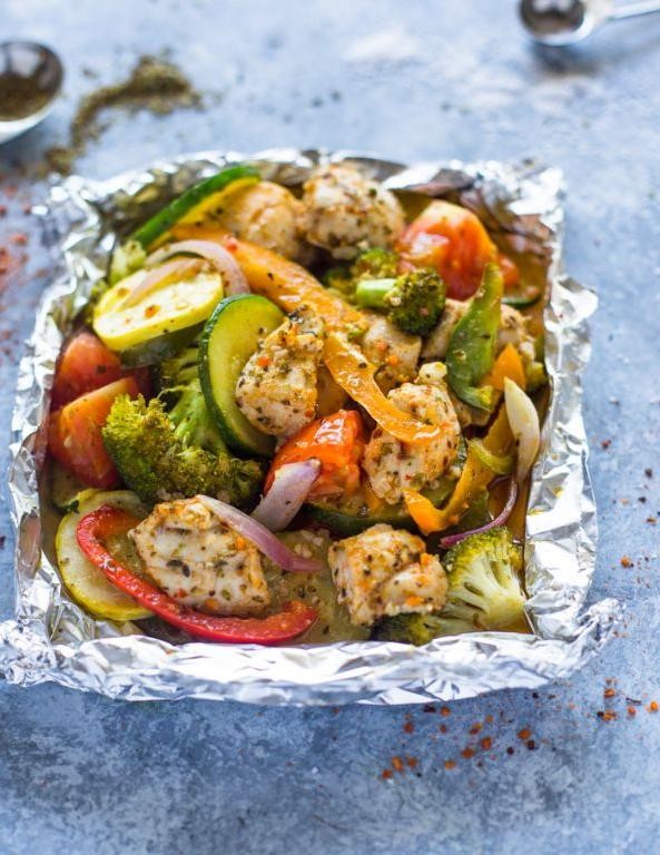 Baked Chicken and Veggie Foil Packets
