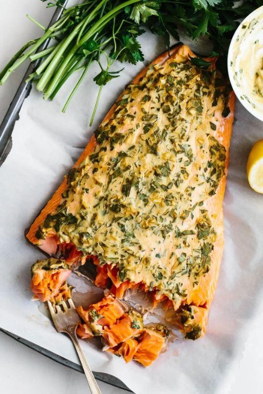 Baked Coho Salmon with Dill and Mustard