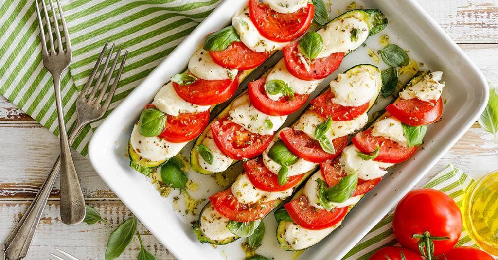 Baked Italian Squash with Mozzarella and Basil