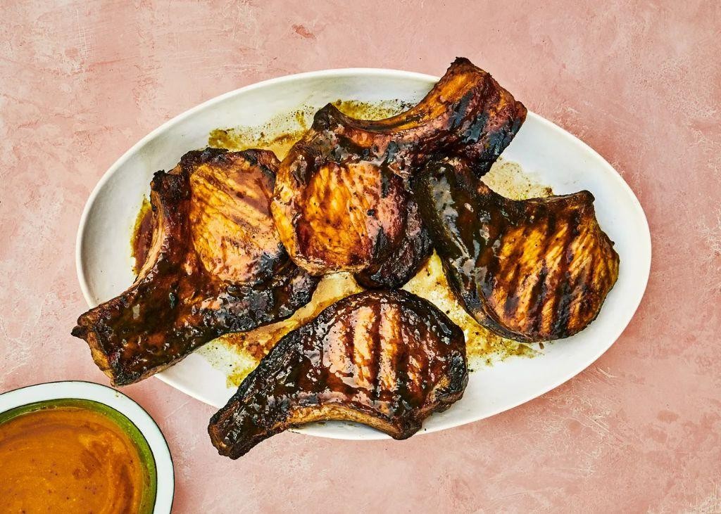 Baked Pork Chop with Pineapple Mustard Glaze