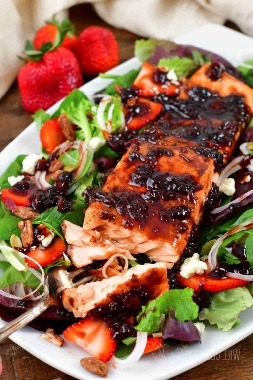 Balsamic Glazed Salmon with Strawberries