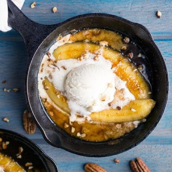 Banana Foster Fried Ice Cream with Rum Glaze