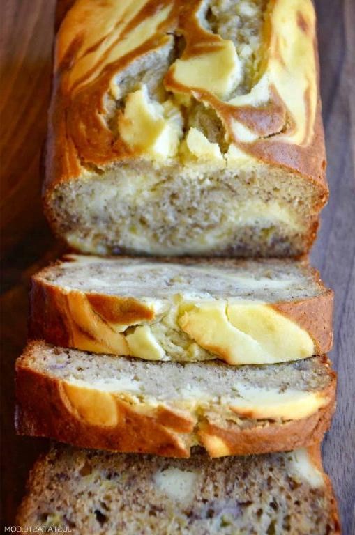 Banana Nut Bread with Cream Cheese Swirl