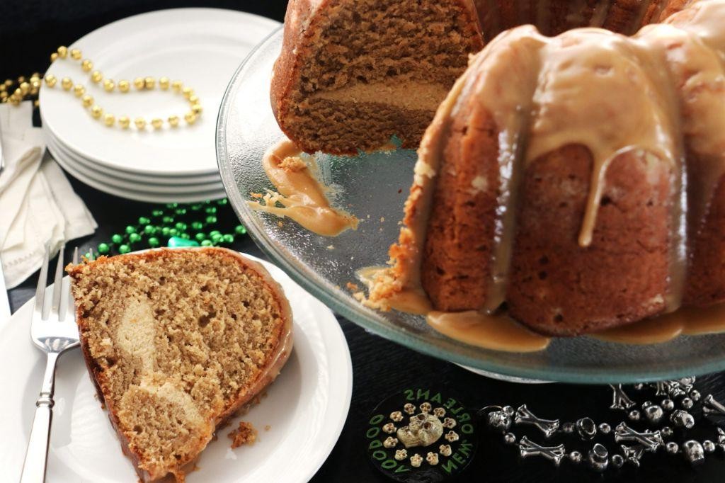 Bananas Foster King Cake with Rum Glaze