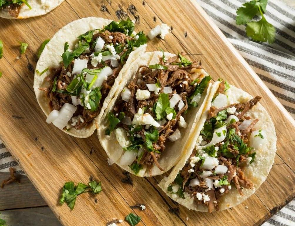 Barbacoa Beef Street Tacos with Cilantro Onions